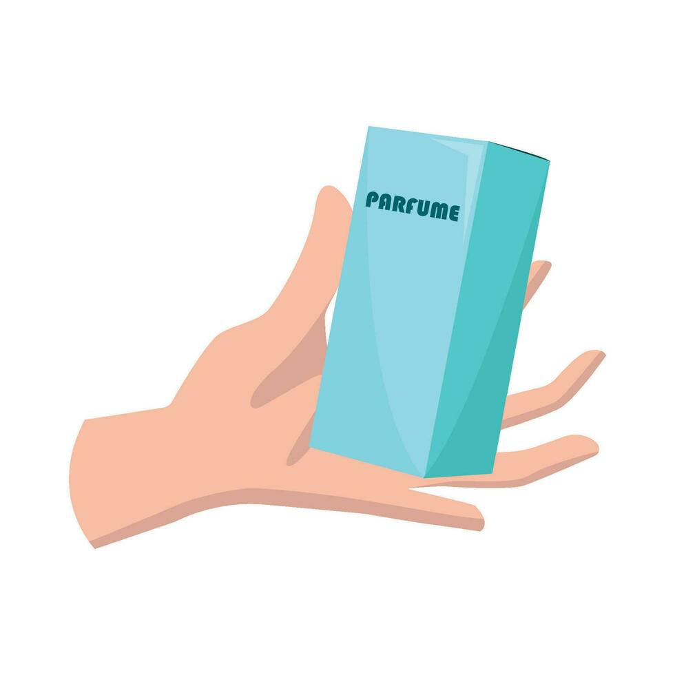 box parfume in hand illustration vector
