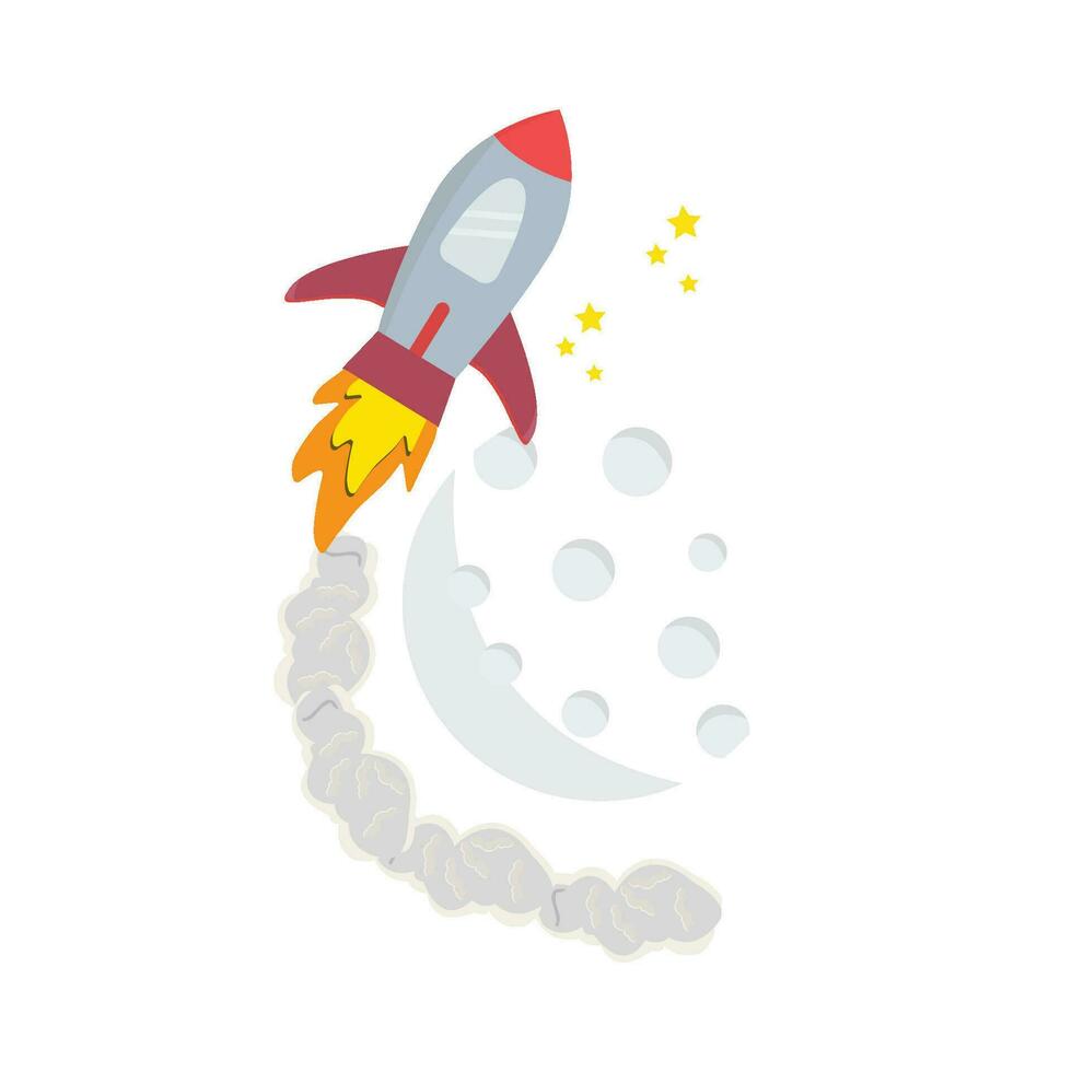 rocket fly illustration vector