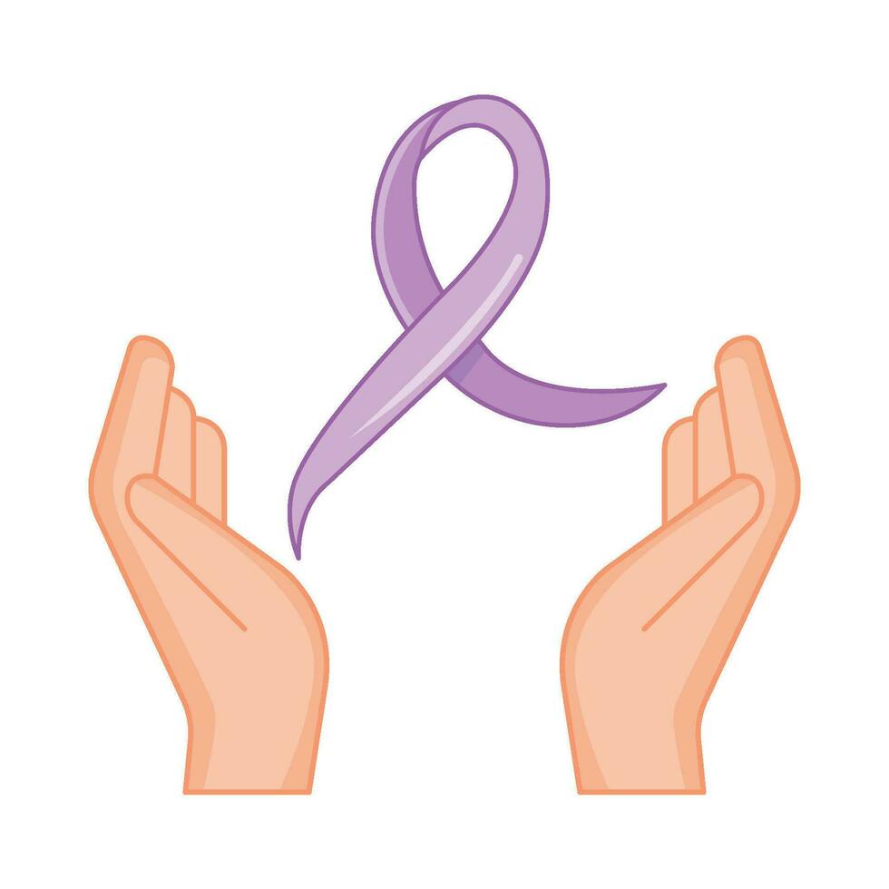 ribbon cancer day in over hand  illustration vector