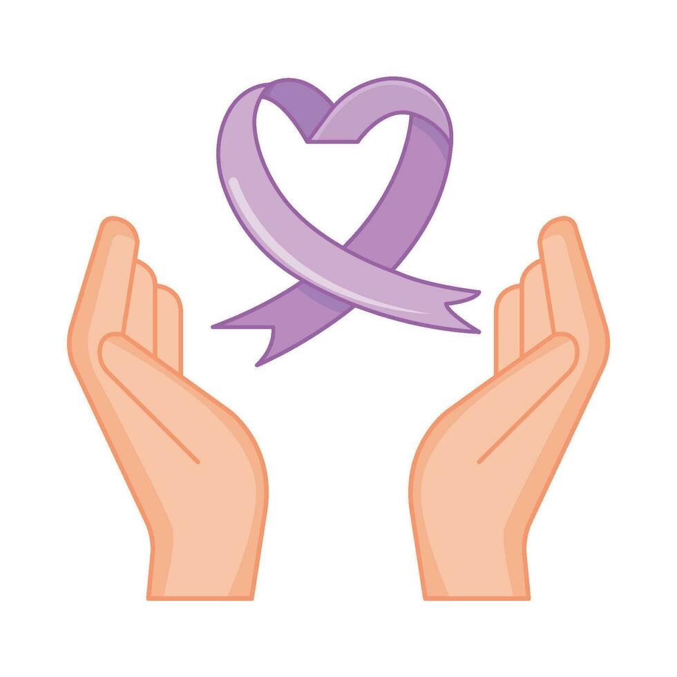 ribbon cancer day in over hand  illustration vector