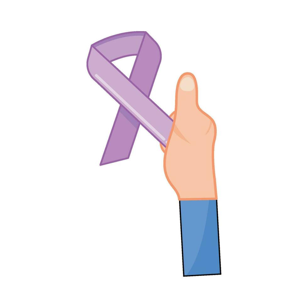 ribbon cancer day in hand  illustration vector