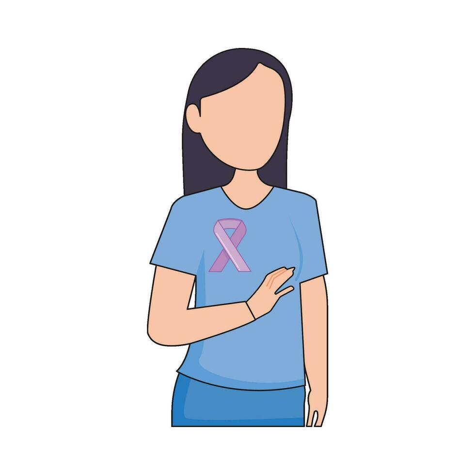 ribbon cancer day in women illustration vector