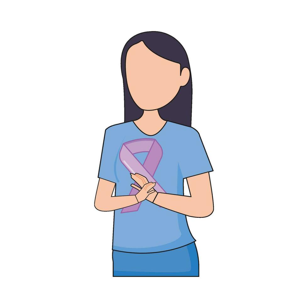 ribbon cancer day in women illustration vector