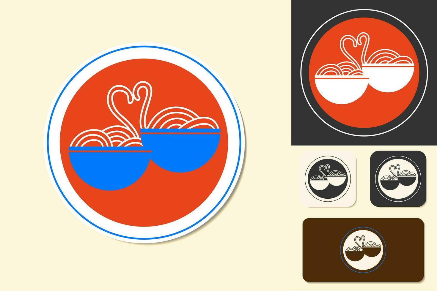 LOGO icon ramen cafe isolated vector set