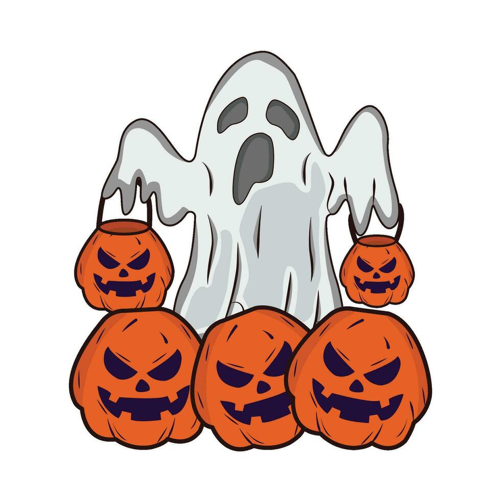 illustration of ghost and pumpkin vector