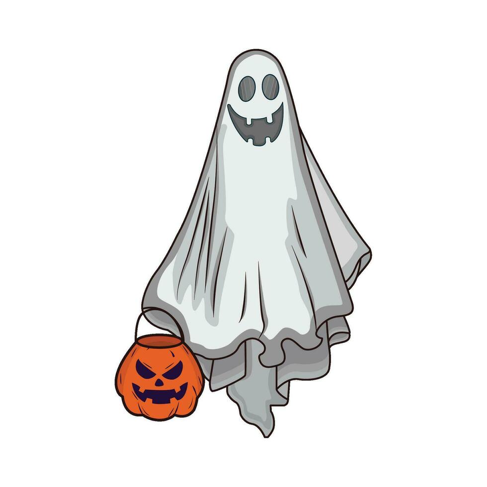 illustration of ghost and pumpkin vector