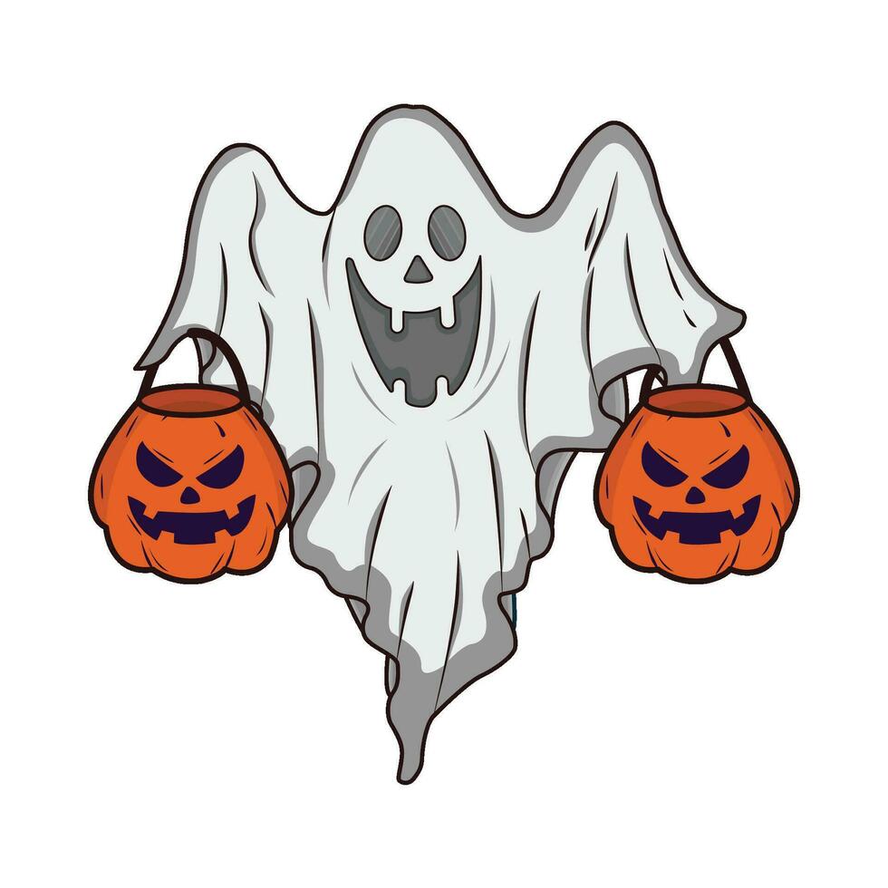 ilustración de fantasma y calabaza vector