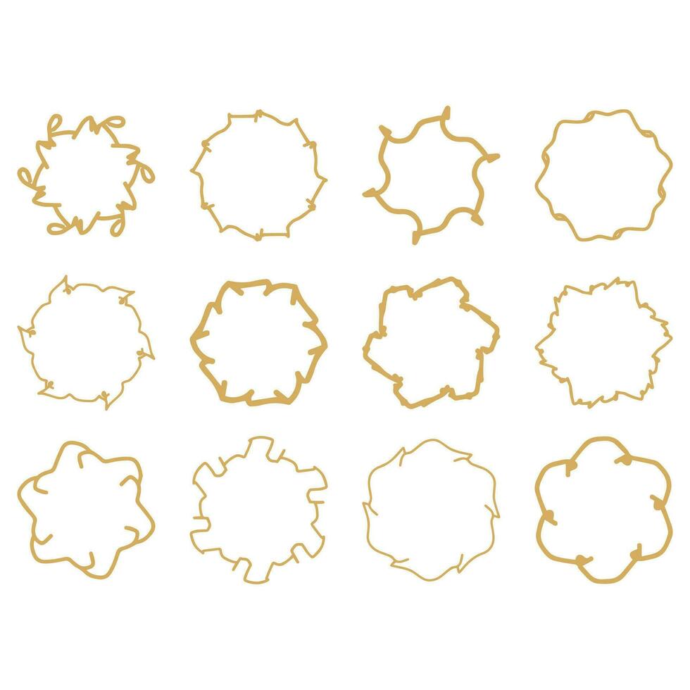 Ornamental circular frame set. Decorative shape element vector