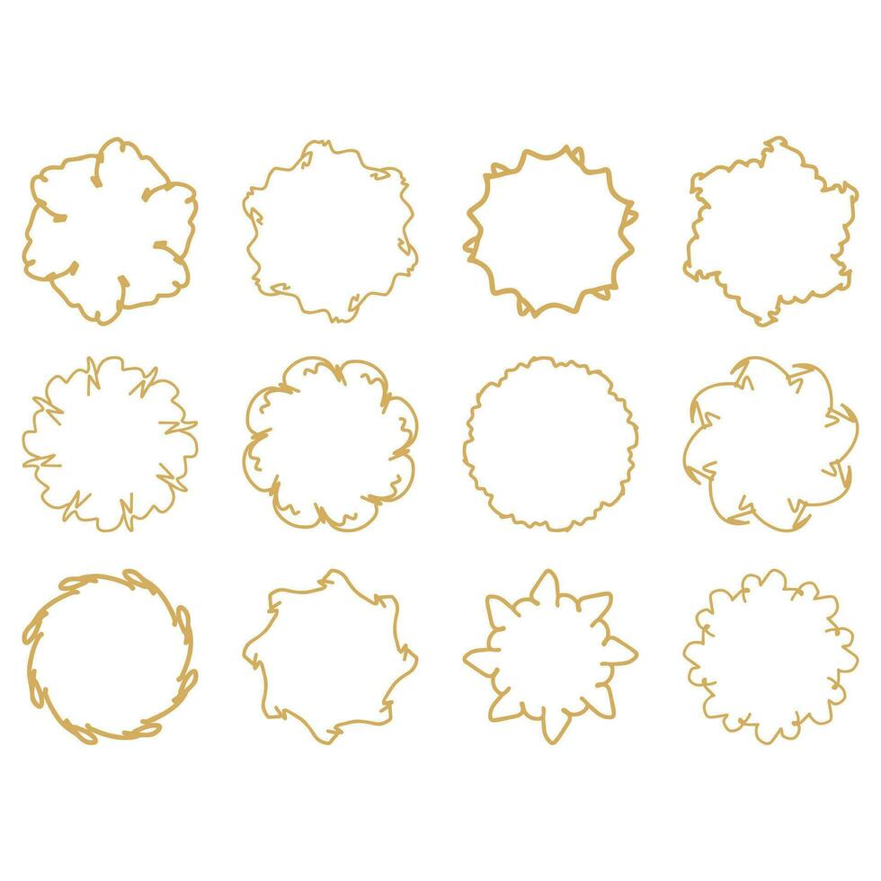 Ornamental circular frame set. Decorative shape element vector