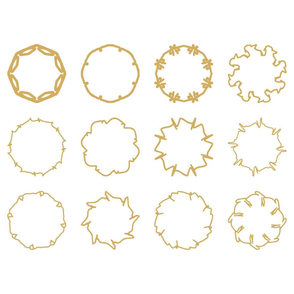 Ornamental circular frame set. Decorative shape element vector