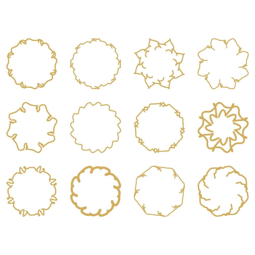 Ornamental circular frame set. Decorative shape element vector