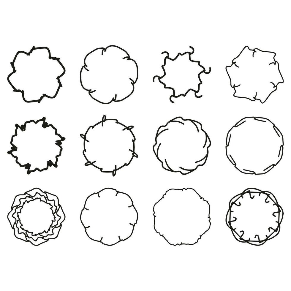 Ornamental circular frame set. Decorative shape element vector