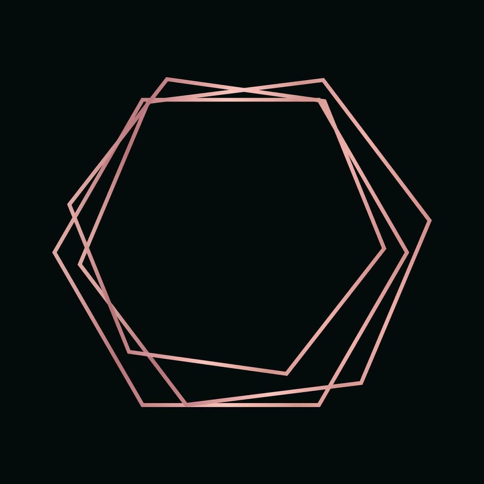 Rose gold geometric polygonal frame vector