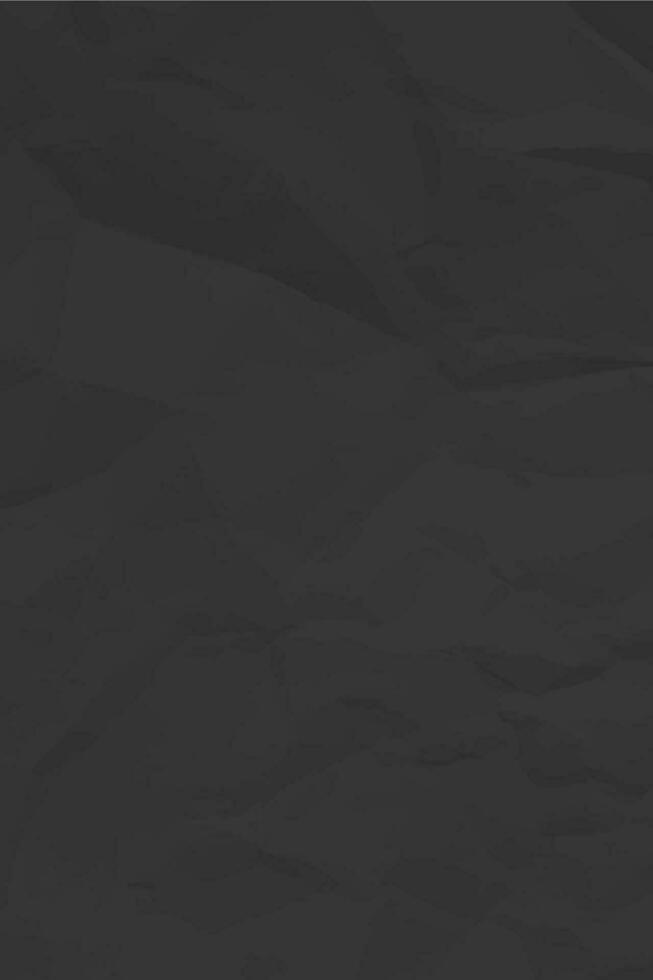 Black clean crumpled paper background. Vertical crumpled empty paper template for posters and banners. Vector illustration