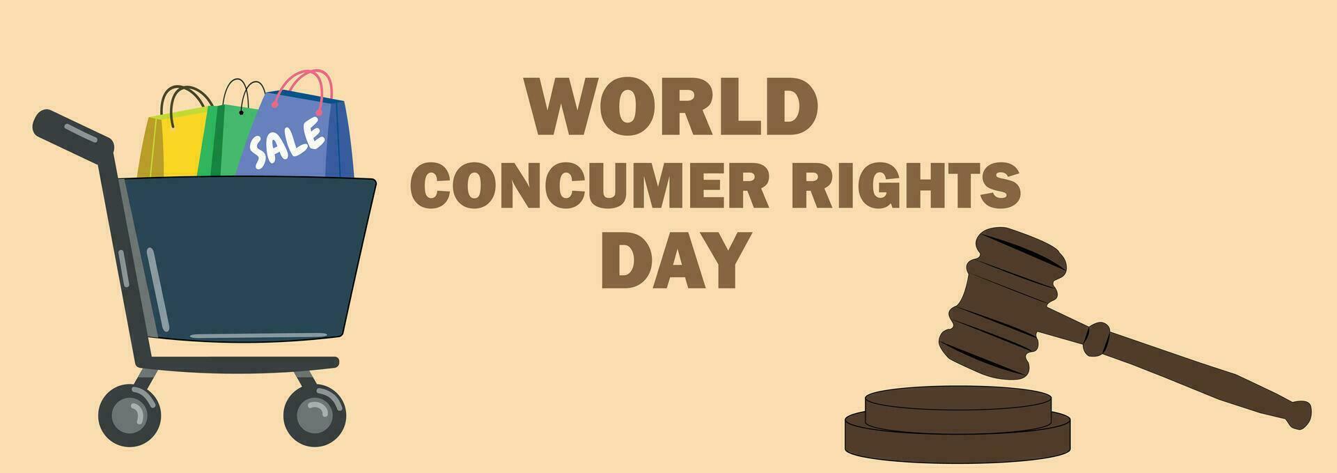 mundo consumidor derechos día. fiesta concepto. modelo para fondo, bandera, tarjeta, póster con texto inscripción. vector ilustración