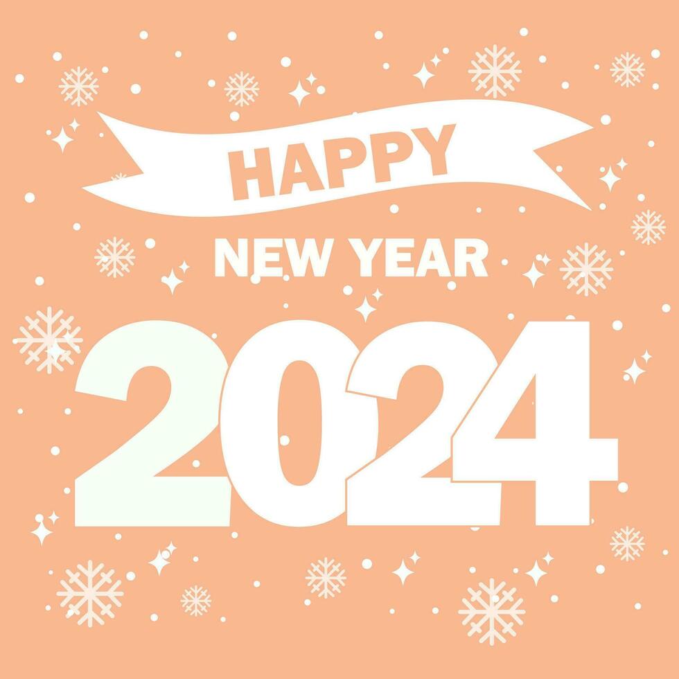 Happy new year 2024 design. Color 2024 Peach Fuzz. Design for poster, banner, greeting, 2024 celebration. Design templates with typography logo 2024 for celebration and season decoration. vector
