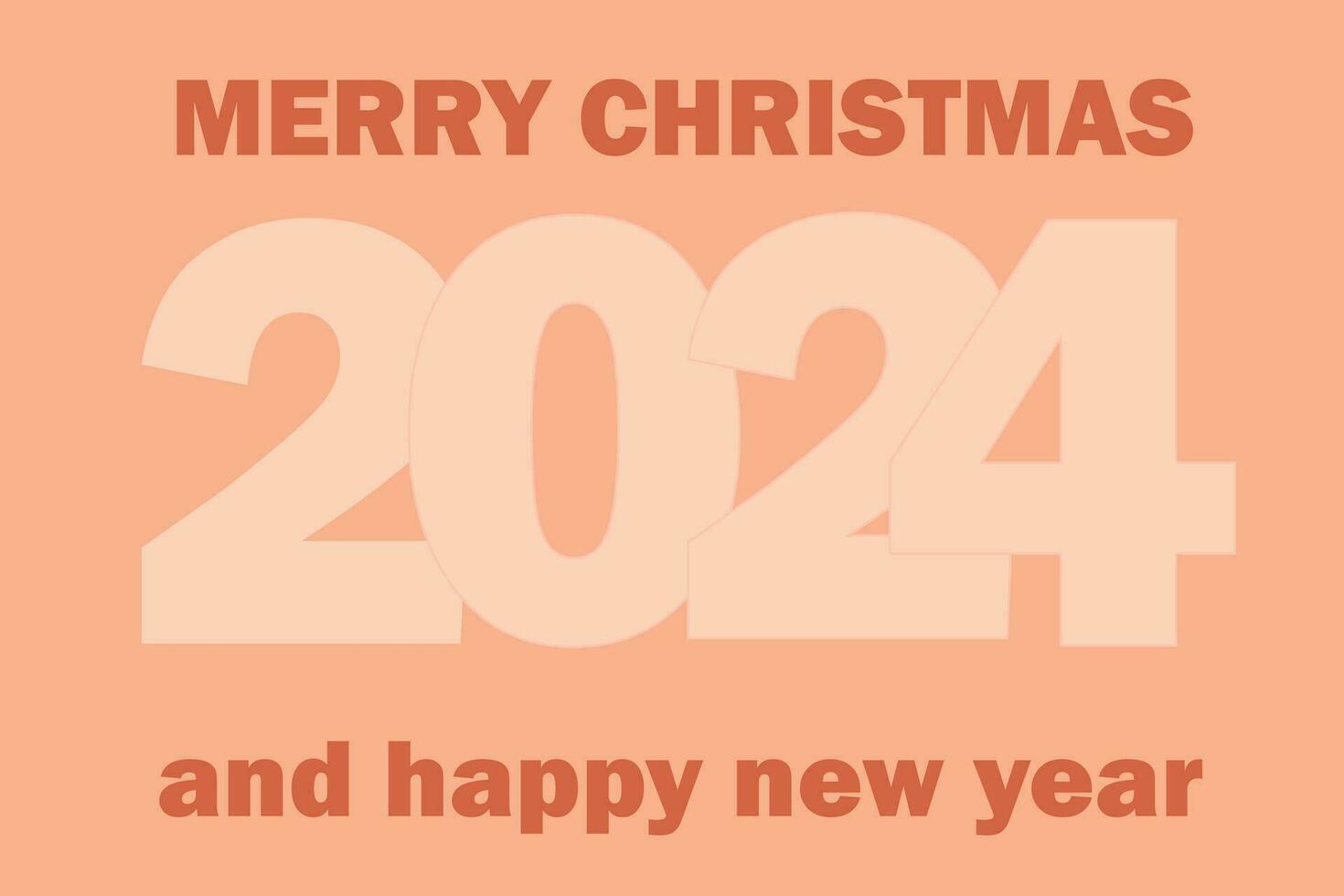 New Year greeting banner with color of the year 2024. Happy New Year  design of numbers 2024 on Peach Fuzz background. Design for poster, banner, greeting, 2024 celebration. vector