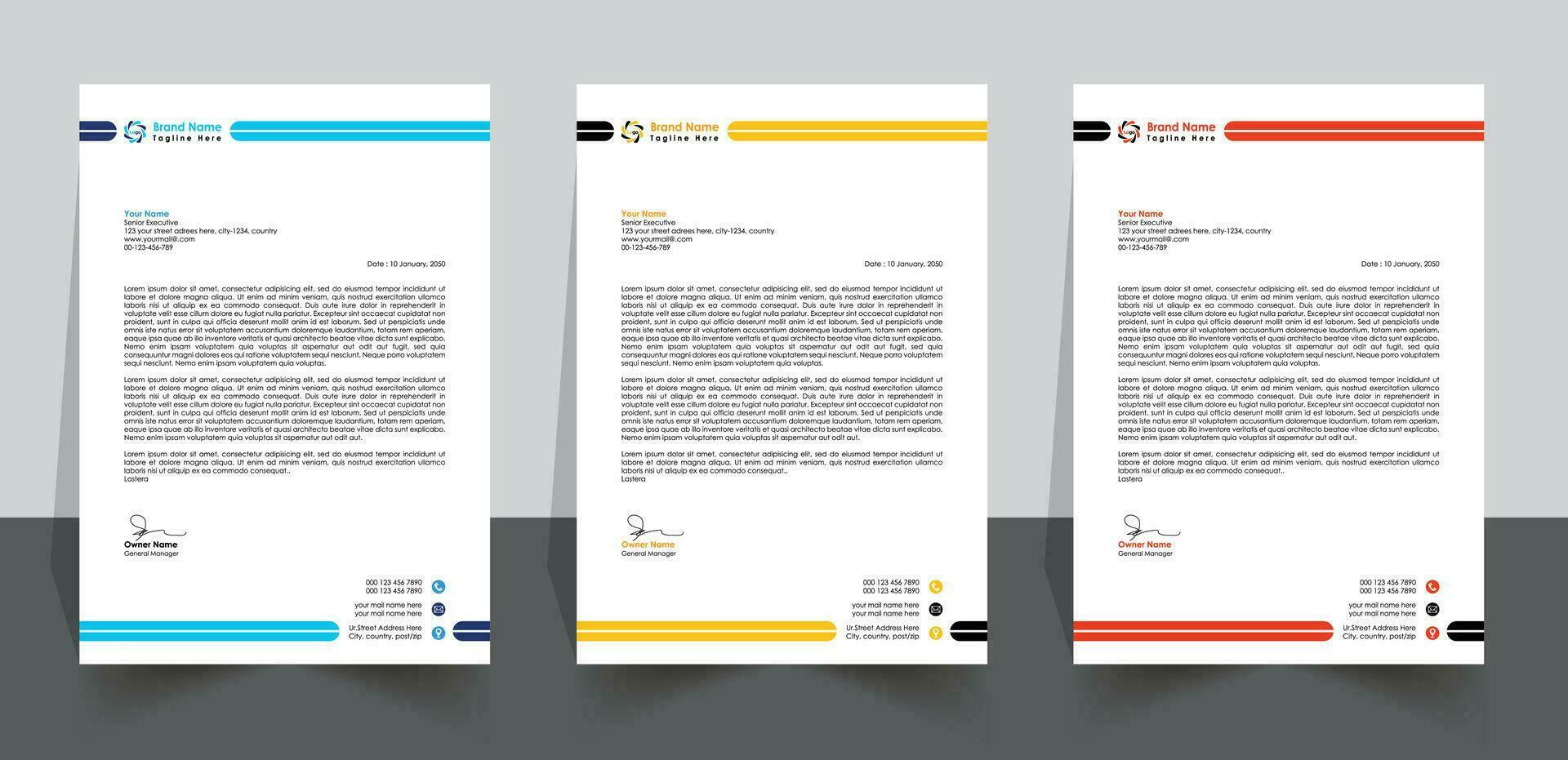 modern letter head design template, Printable size letterhead, Business Pad vector