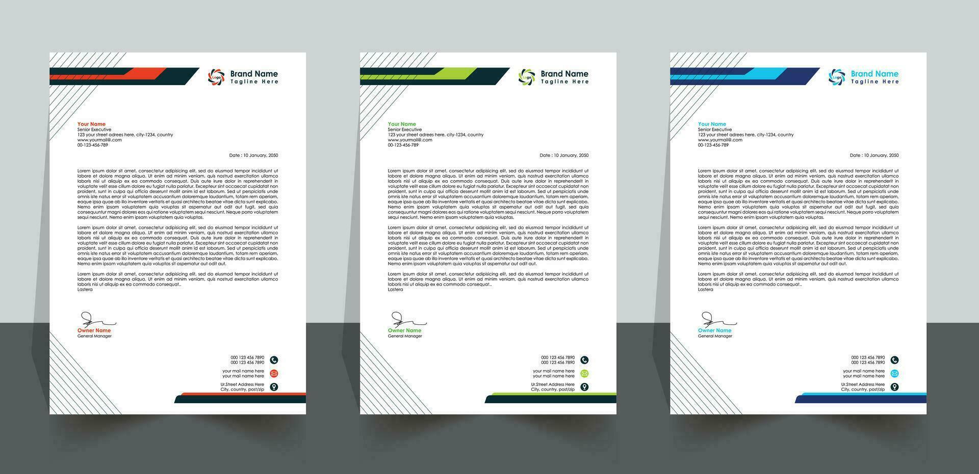 modern letter head design template, Printable size letterhead, Business Pad vector