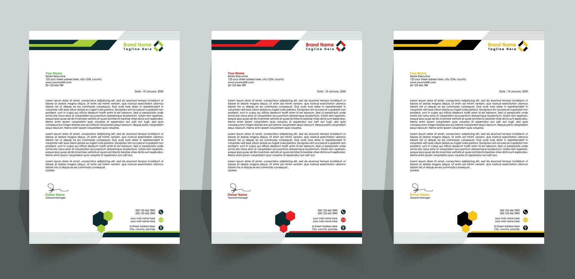 modern letter head design template, Printable size letterhead, Business Pad vector