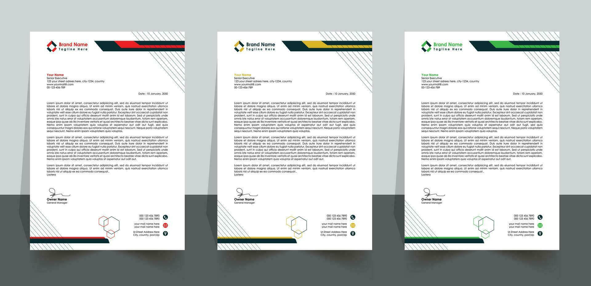 modern letter head design template, Printable size letterhead, Business Pad vector