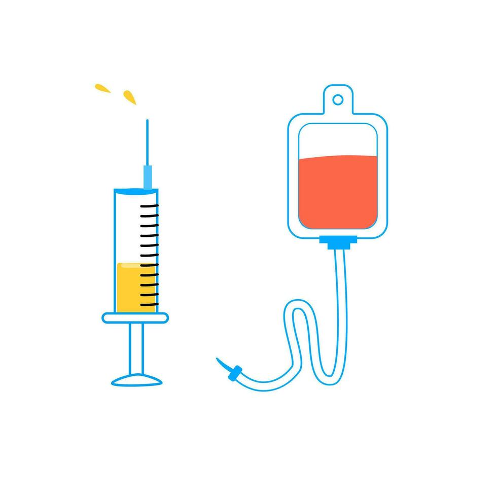 medical icons for healthcare syringe and blood equipment. Vector illustration isolated. Can use for medical background.