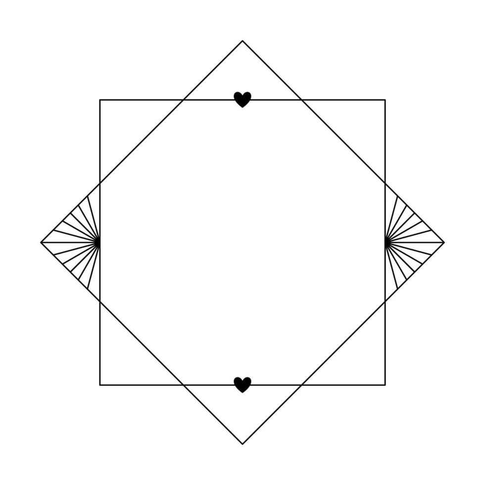 enamorado día amor estético marco con corazones y rayos de moda monoline geométrico minimalista lineal forma para social medios de comunicación o póster diseño vector