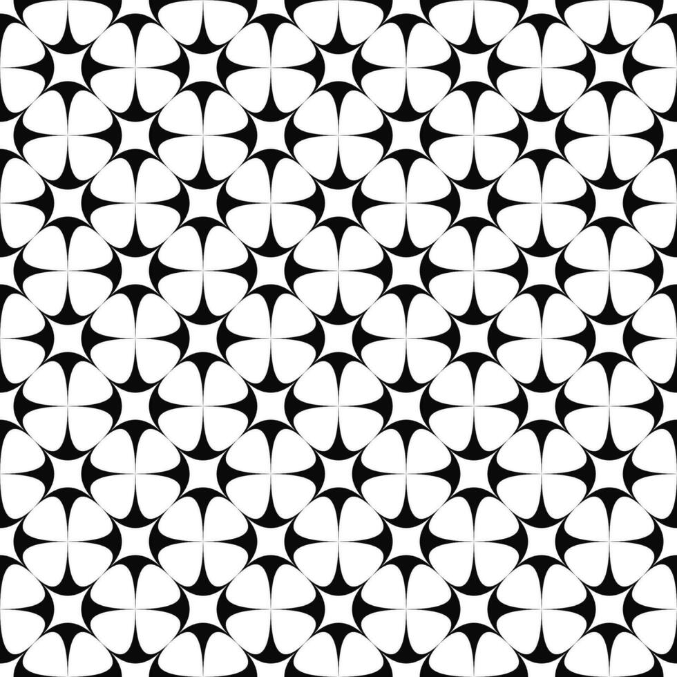 Monochrome seamless curved star pattern design vector