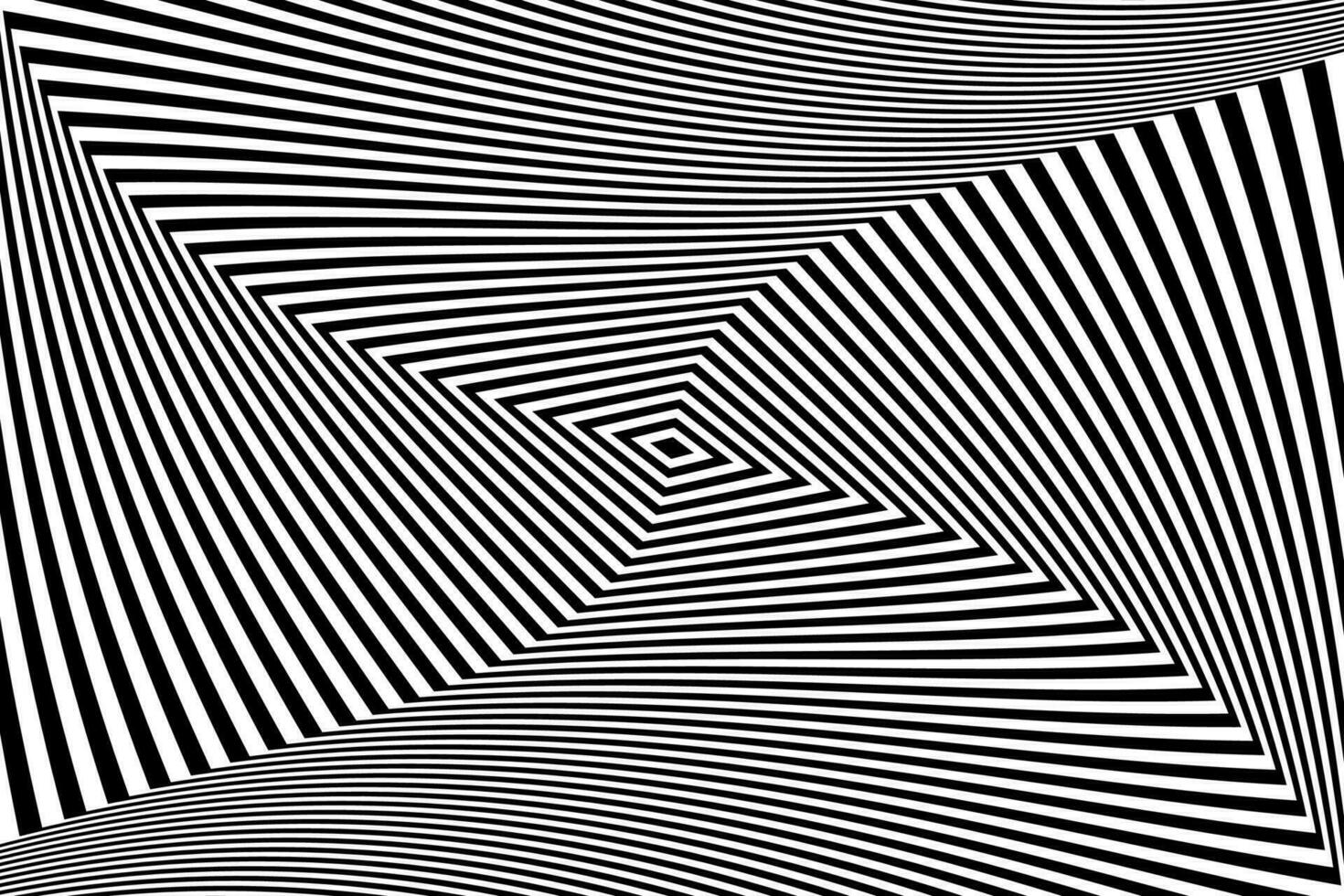 Black and white optical illusion. Abstract wavy stripes pattern vector
