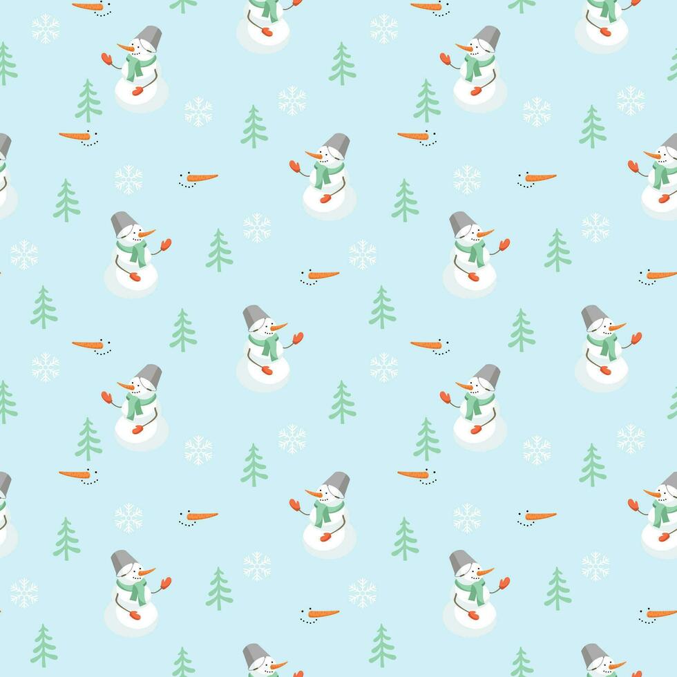 Christmas seamless pattern with snowman vector