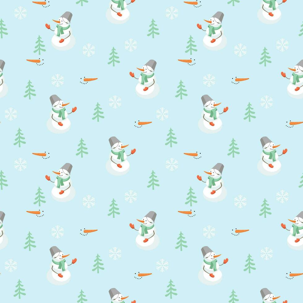 Christmas seamless pattern with snowman vector