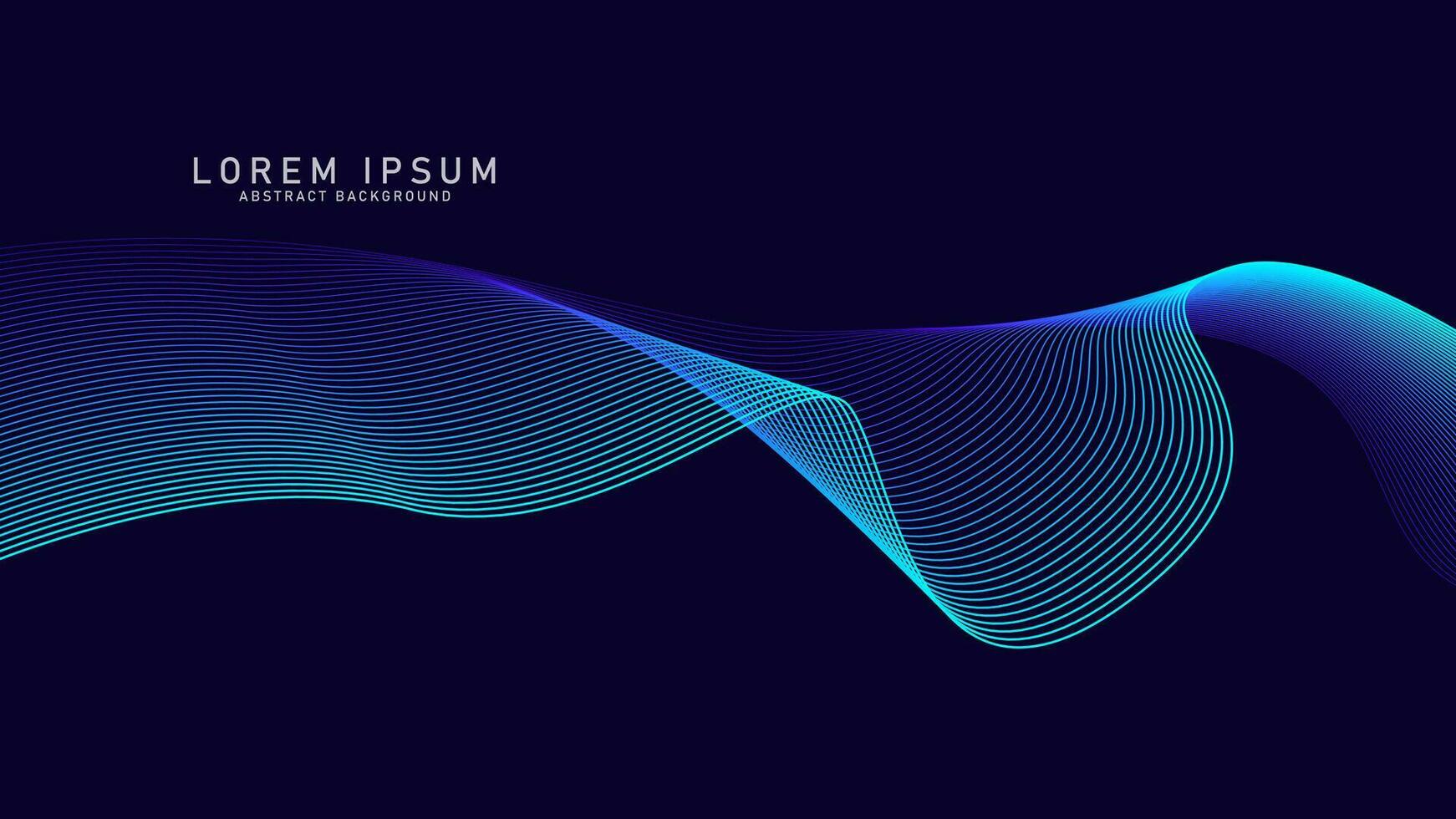 Abstract glowing wave lines on dark Blue background. Dynamic wave pattern. Modern flowing wavy lines. Futuristic technology concept. Suit for banner, poster, cover, brochure, flyer, website vector