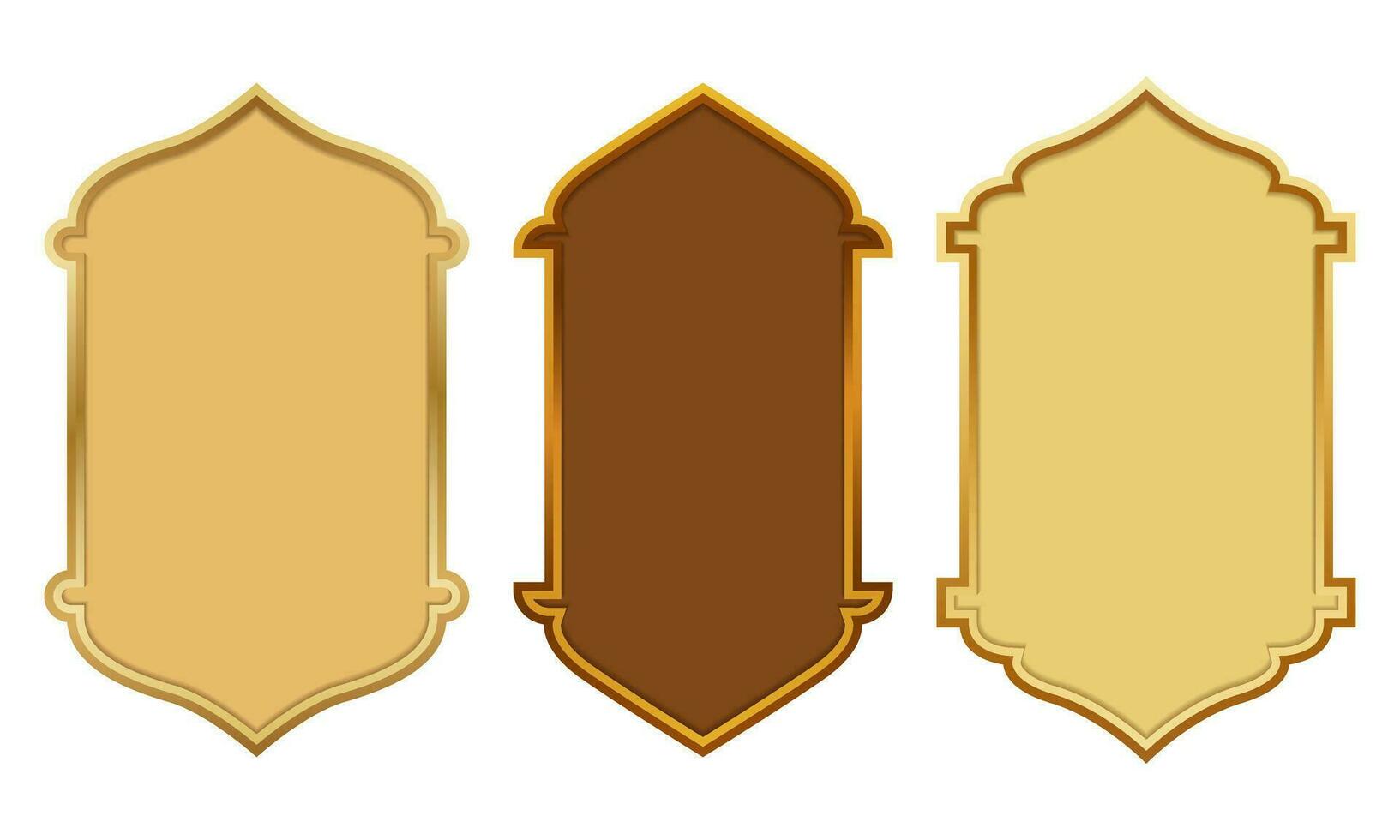 Collection of blank Islamic labels. Gold Islamic frame. Islamic style gold border vector
