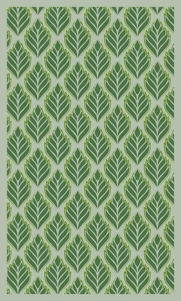 Green leaf pattern wallpaper. Leaf motif. Leaf motif wrapping design. Fabric design vector