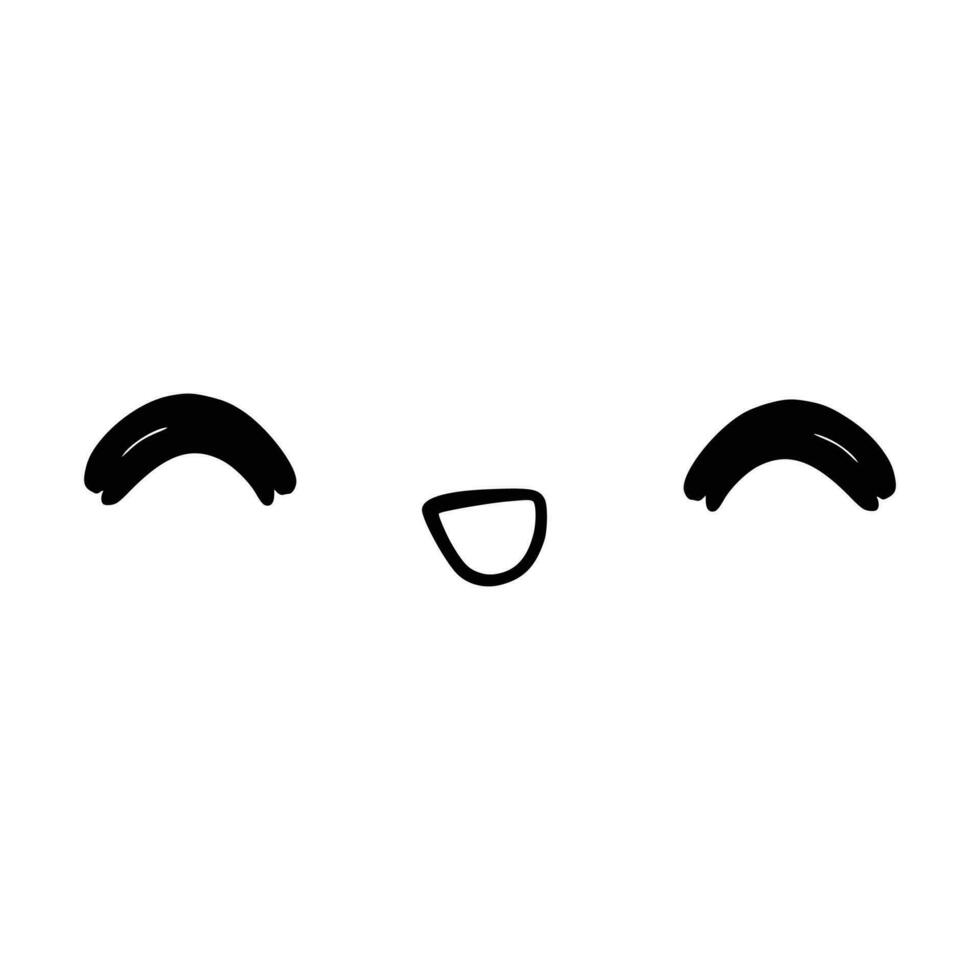 Kawaii's cute face. Manga-style eyes and mouth. Funny cartoon Japanese emoticon in different expressions, mega Big Set. Expression anime character and emoticon face illustration. Background. Print. vector