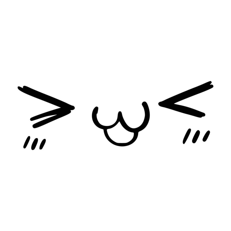 kawaii linda rostro. estilo manga ojos y boca. gracioso dibujos animados japonés emoticon en diferente expresiones, mega grande colocar. expresión anime personaje y emoticon cara ilustración. antecedentes. impresión. vector
