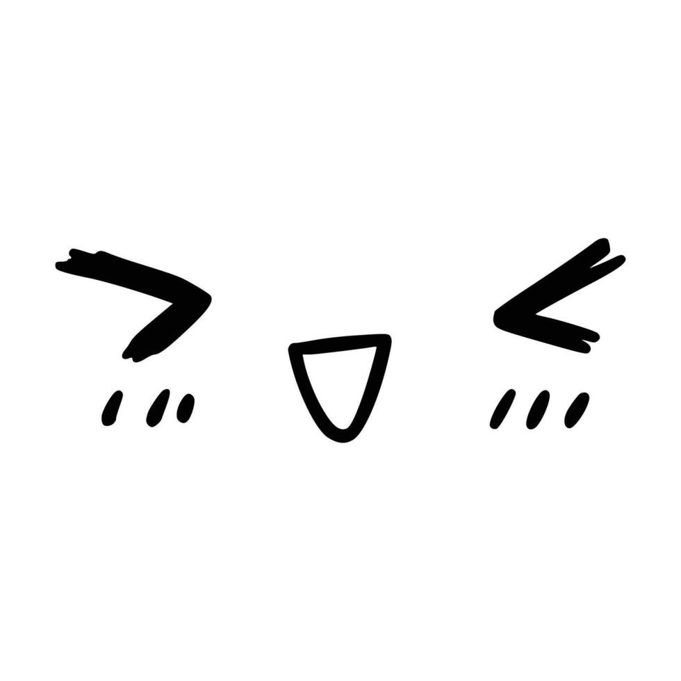 Kawaii's cute face. Manga-style eyes and mouth. Funny cartoon Japanese emoticon in different expressions, mega Big Set. Expression anime character and emoticon face illustration. Background. Print. vector