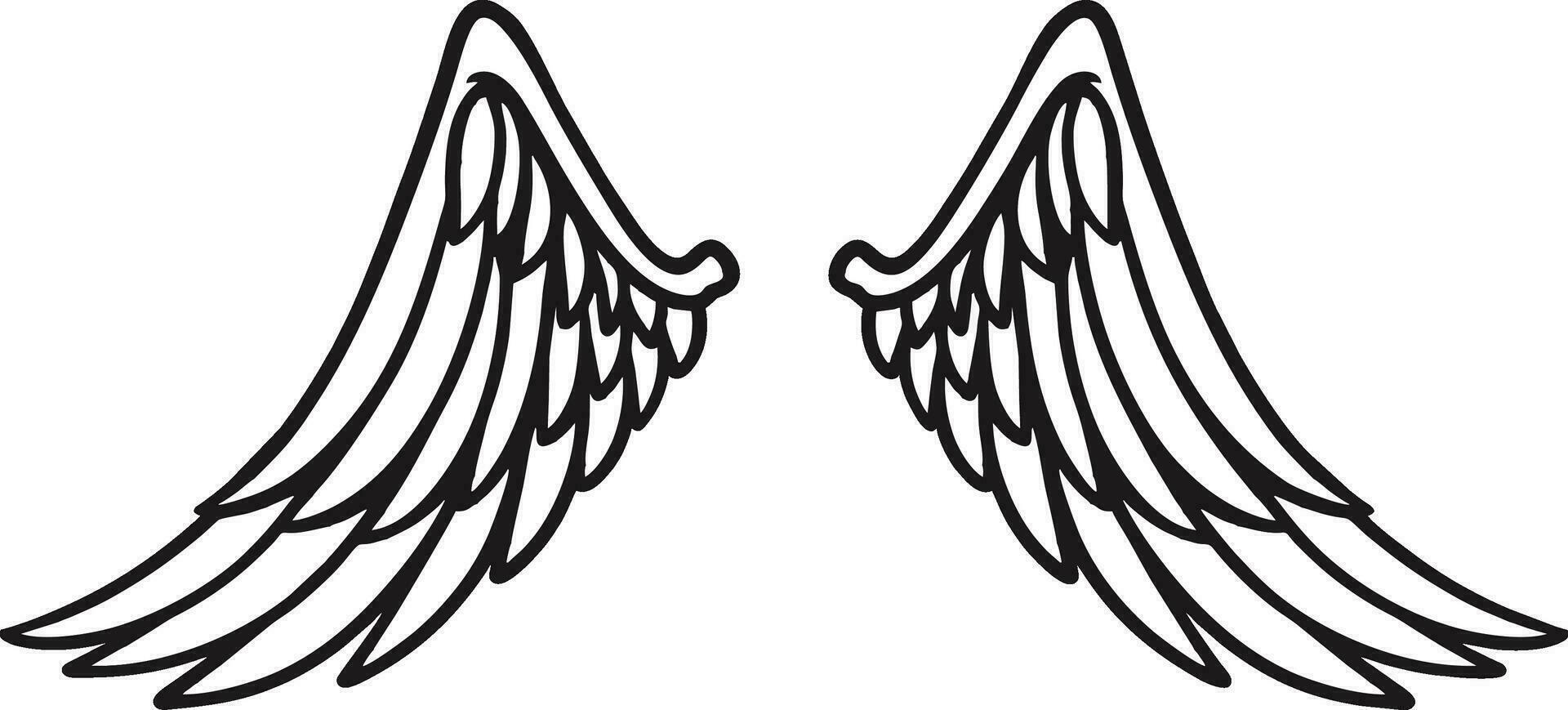White Angels Wings Character Vector Flat Illustration