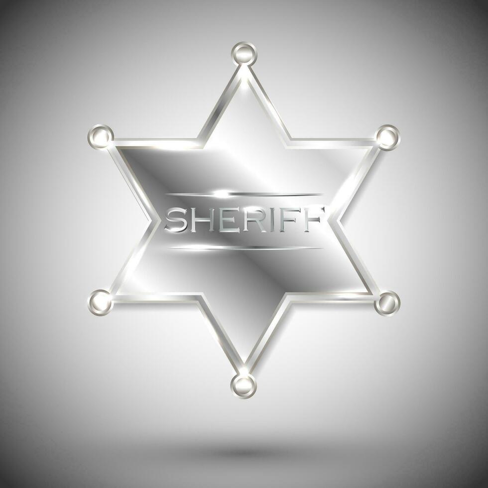 vector silver sheriff star isolated on white background. vector six-pointed star