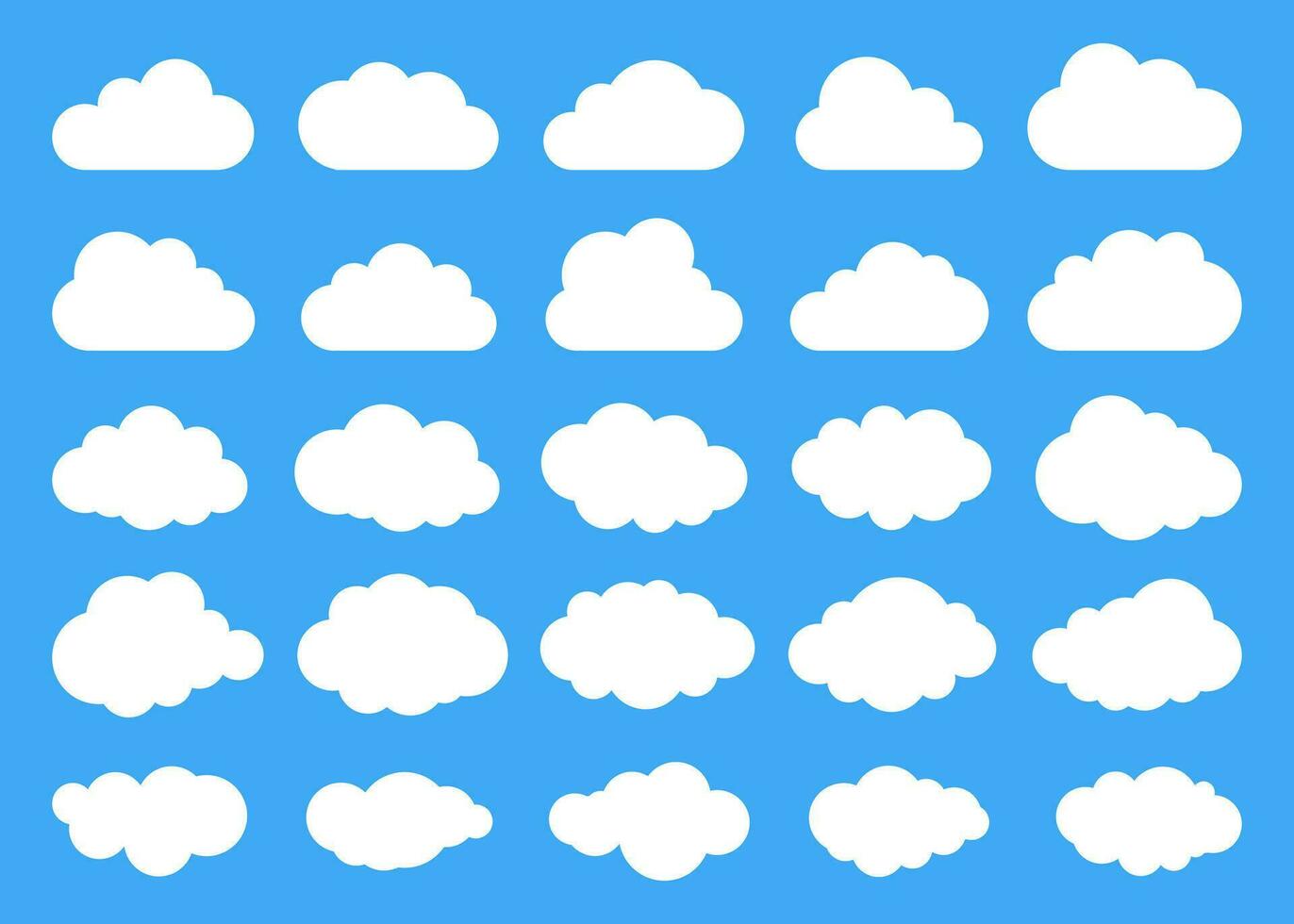 Clouds silhouettes. Vector set of clouds shapes. Collection of various forms and contours. Design elements for the weather forecast, web interface or cloud storage applications