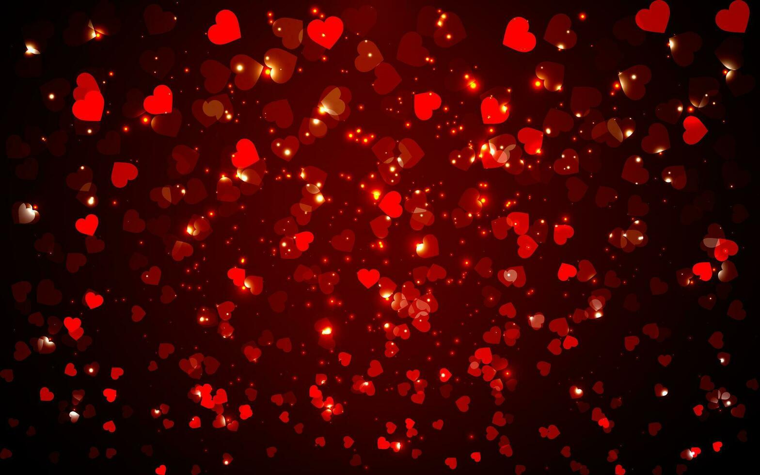 abstract valentine holiday blue background with hearts blurry lights vector