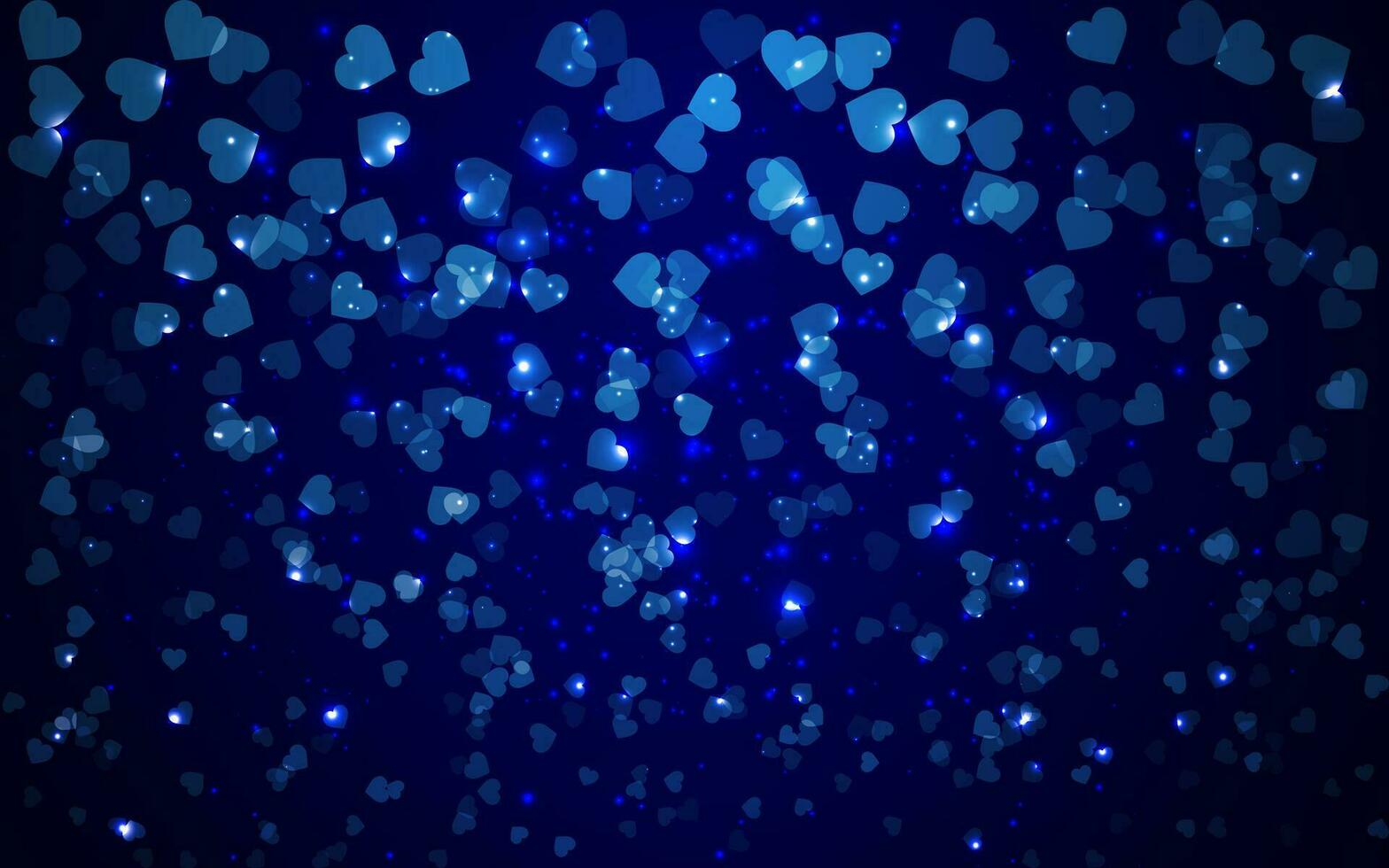 abstract valentine holiday blue background with hearts blurry lights vector