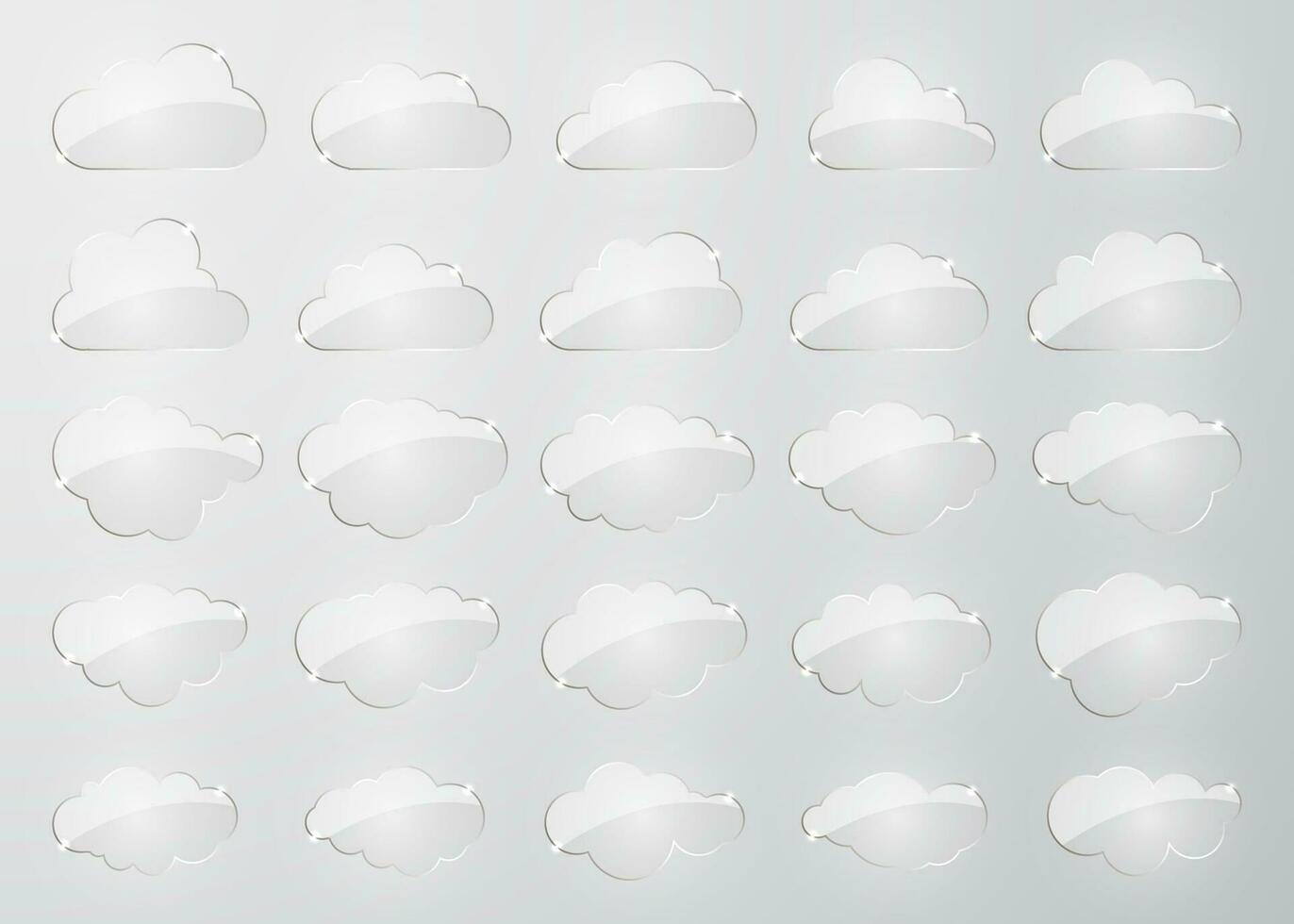 nubes siluetas vector conjunto de vaso nubes formas colección de varios formas y contornos diseño elementos para el clima pronóstico, web interfaz o nube almacenamiento aplicaciones