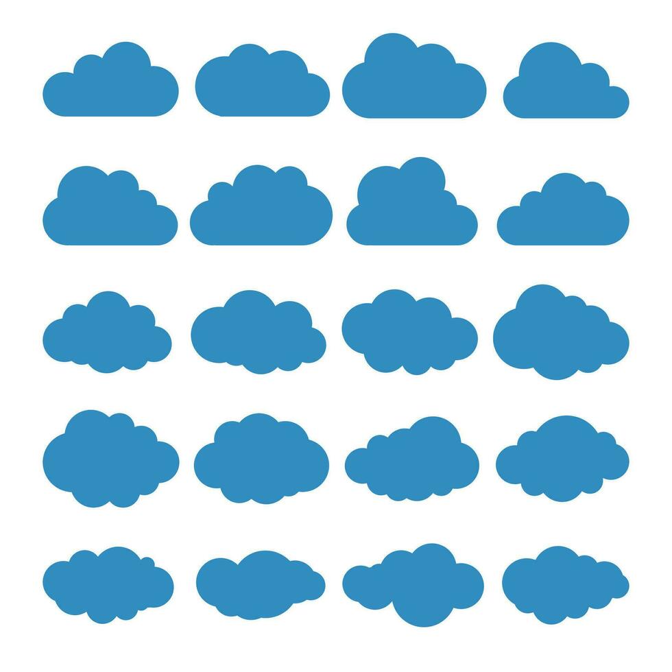 Clouds silhouettes. Vector set of clouds shapes. Collection of various forms and contours. Design elements for the weather forecast, web interface or cloud storage applications