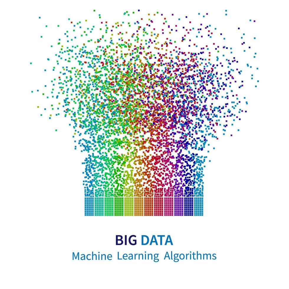 BIG DATA Machine Learning Algorithms. Analysis of Information Minimalistic Infographics Design. Science Technology Background. Vector Illustration