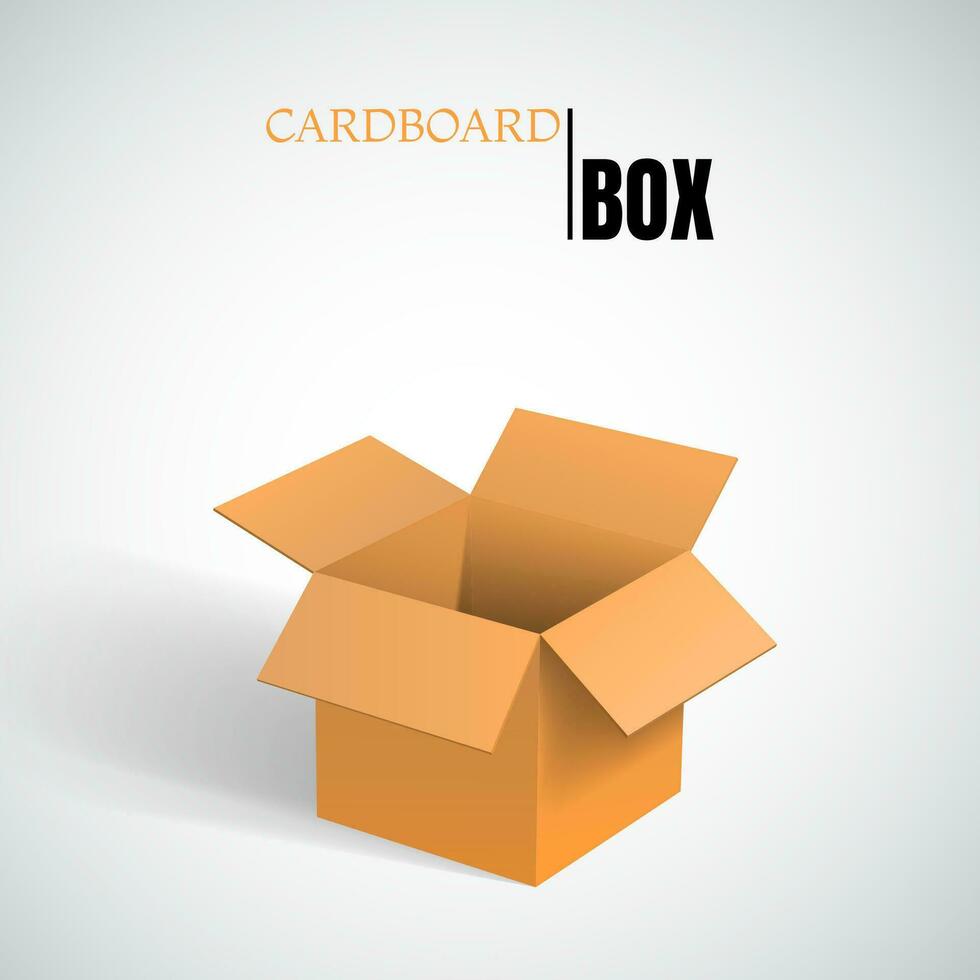 Open box, cardboard, vector container