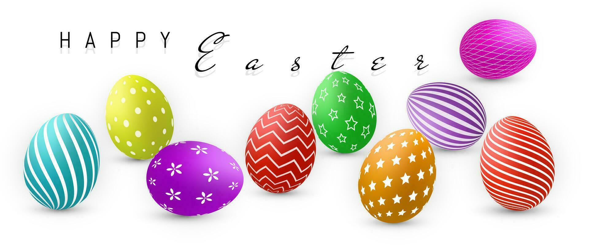 contento Pascua de Resurrección, color huevos colección con degradado malla, diseño plantilla, vector ilustración