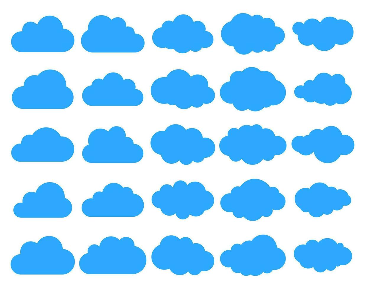 Clouds silhouettes. Vector set of clouds shapes. Collection of various forms and contours. Design elements for the weather forecast, web interface or cloud storage applications