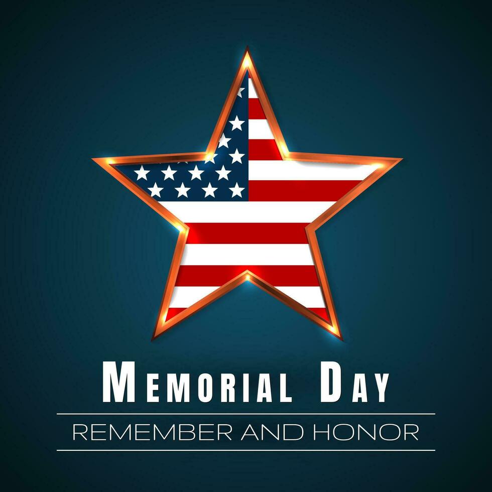 Memorial Day with star in national flag colors vector