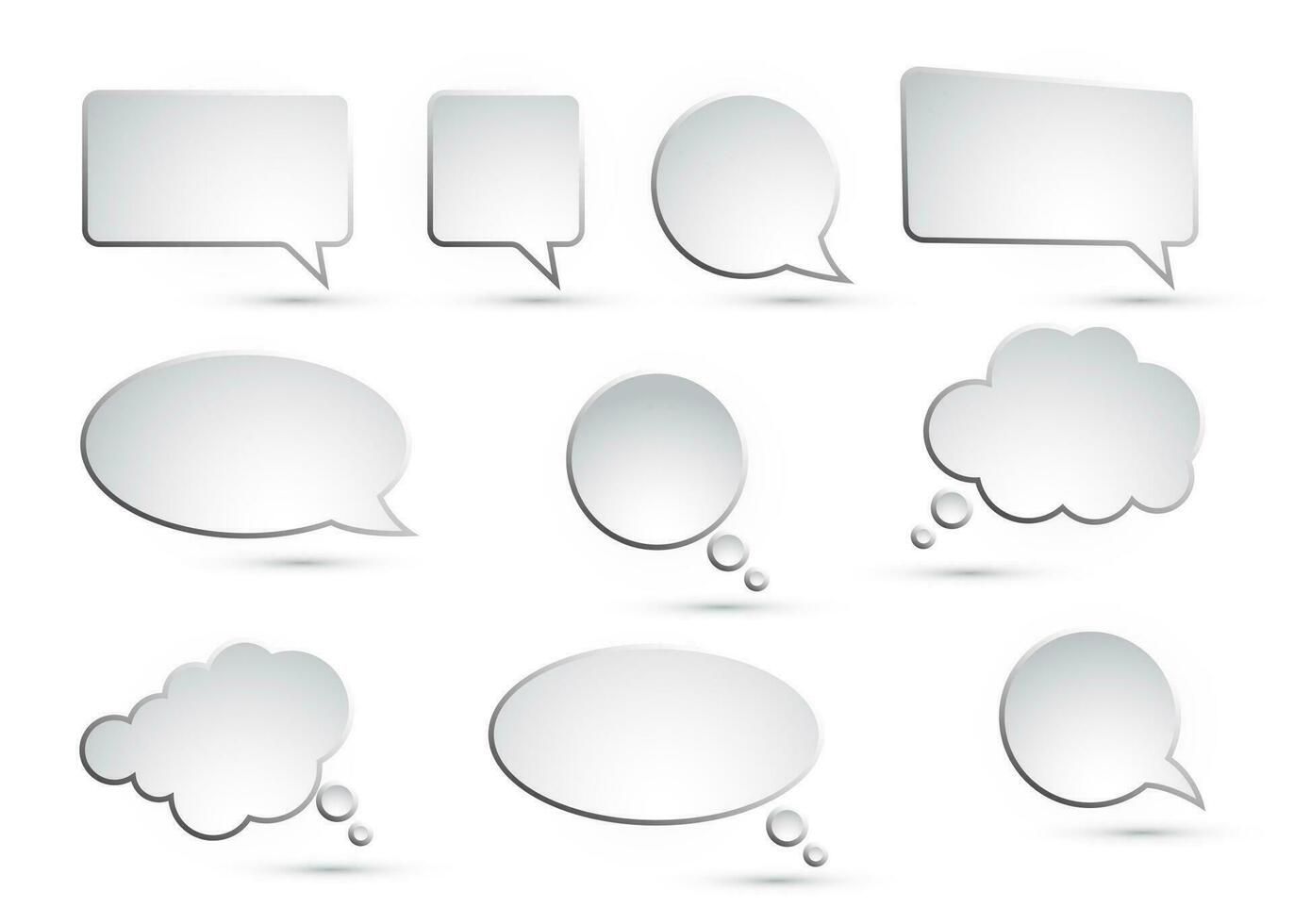 Vector collection of isolated speech bubbles on the white background